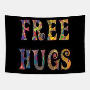Trippy Hippie Free Hugs Tapestry