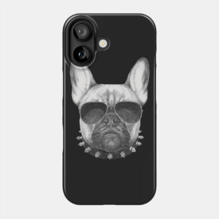French Bulldog with collar and sunglasses Phone Case