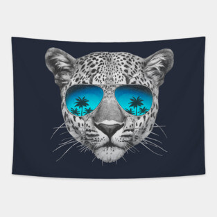 Leopard with sunglasses Tapestry