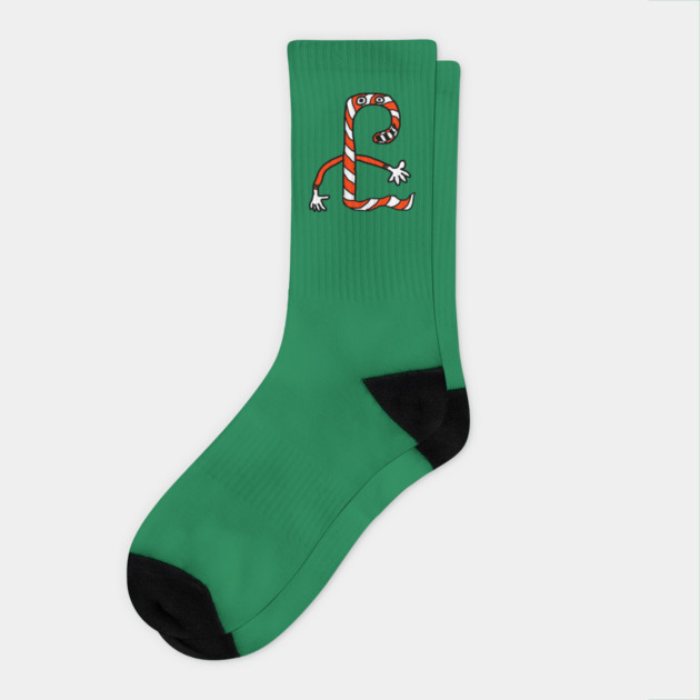 Christmas Candy Cane Worm Socks by Creatifly Graphic Tees