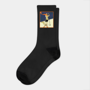 Vintage Swiss Alps Ski art Socks