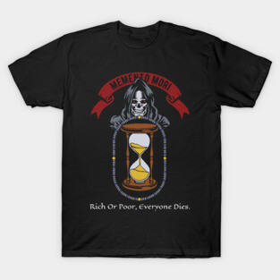 Memento Mori, Death, Grim Reaper, Black Cowl, Hourglass T-Shirt