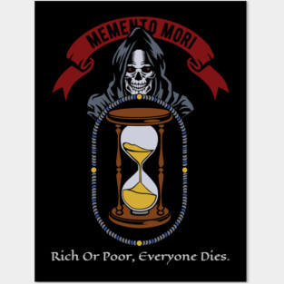 Memento Mori, Death, Grim Reaper, Black Cowl, Hourglass Posters and Art