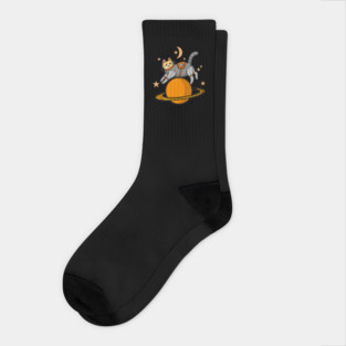 Saturn Cat T-Shirt - Cosmic Cat Orbiting Adventure Socks