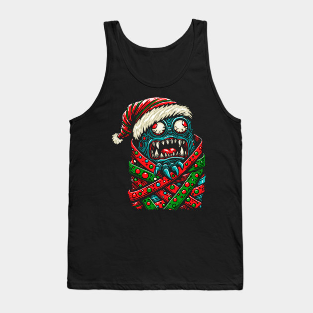Gift Wrapped Christmas Monster Tank Top by H. R. Sinclair