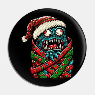 Gift Wrapped Christmas Monster Pin