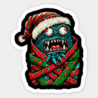 Gift Wrapped Christmas Monster Sticker