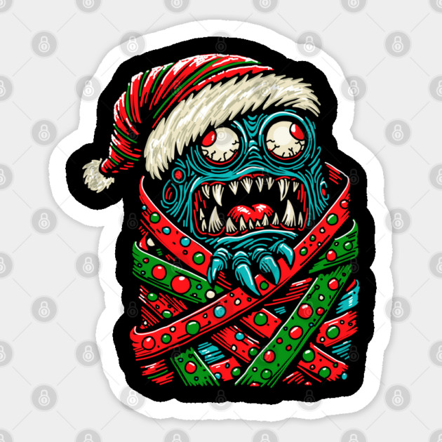 Gift Wrapped Christmas Monster Sticker by H. R. Sinclair