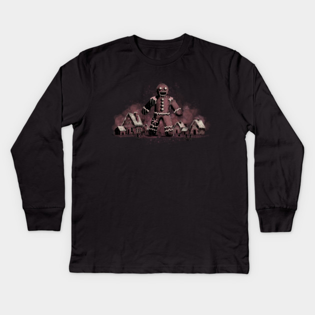 Gingerbread Man Horror Kids Long Sleeve T-Shirt by H. R. Sinclair