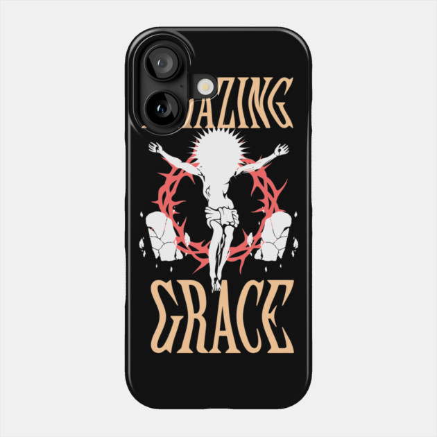 Amazing Grace Crucifixion Christian T-Shirt Phone Case by Urbanprint