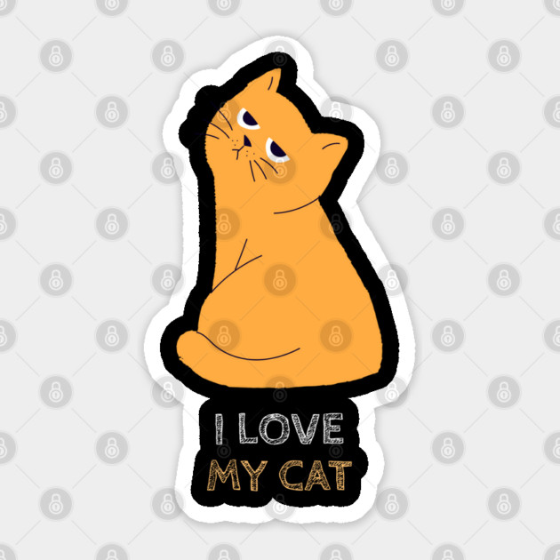 I Love My Cat Sticker by Pixel Threads 
