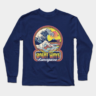 Great Retro Wave Kanagawa Long Sleeve T-Shirt