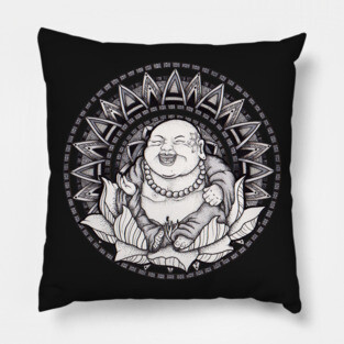 Happy Buddha Mandala - in tie dye or solids Pillow