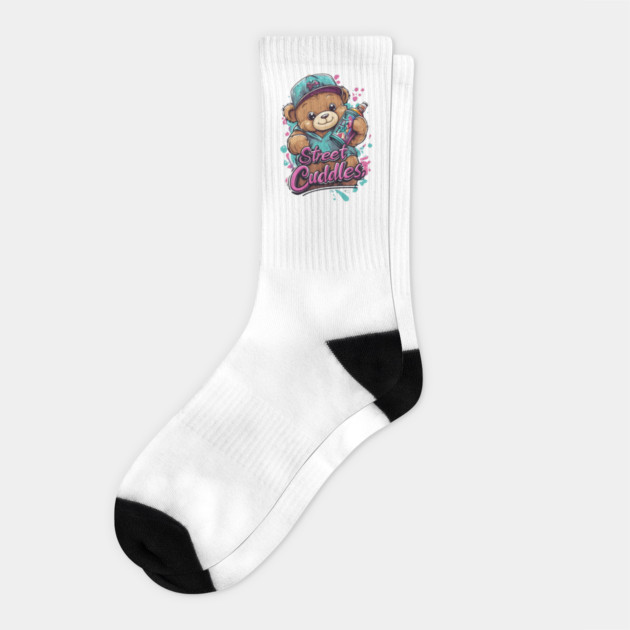 “Street Cuddles” Graffiti Teddy Socks by WarFX Designs