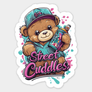 “Street Cuddles” Graffiti Teddy Sticker