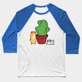Cactus and Tabby Cats Baseball T-Shirt