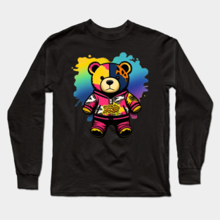 Cartoon Bear in BRO Sweatshirt Long Sleeve T-Shirt