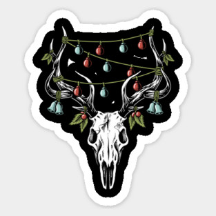 Christmas Reindeer Skull Decorations Sticker