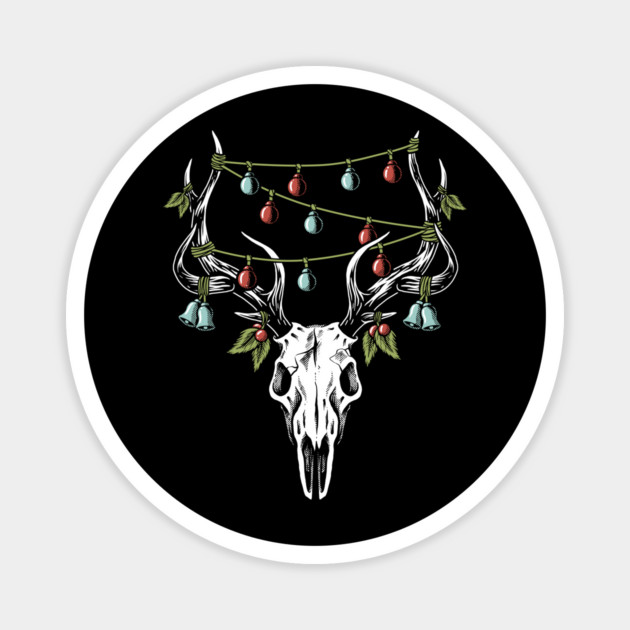 Christmas Reindeer Skull Decorations Magnet by dumbshirts