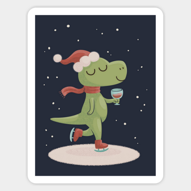 Christmas T-Rex Winosaur Dinosaur Sticker by dumbshirts