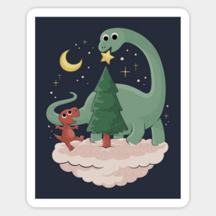 Dinosaur Christmas Tree Star Sticker