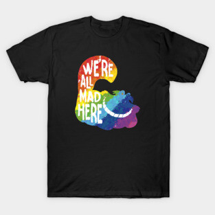 Alice we mad here rainbow black T-Shirt