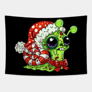 Zombie Christmas Snail Tapestry