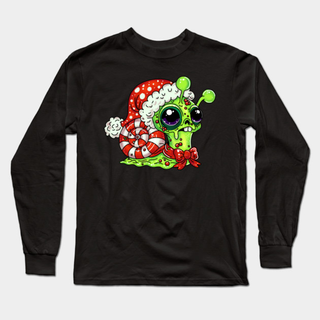 Zombie Christmas Snail Long Sleeve T-Shirt by H. R. Sinclair