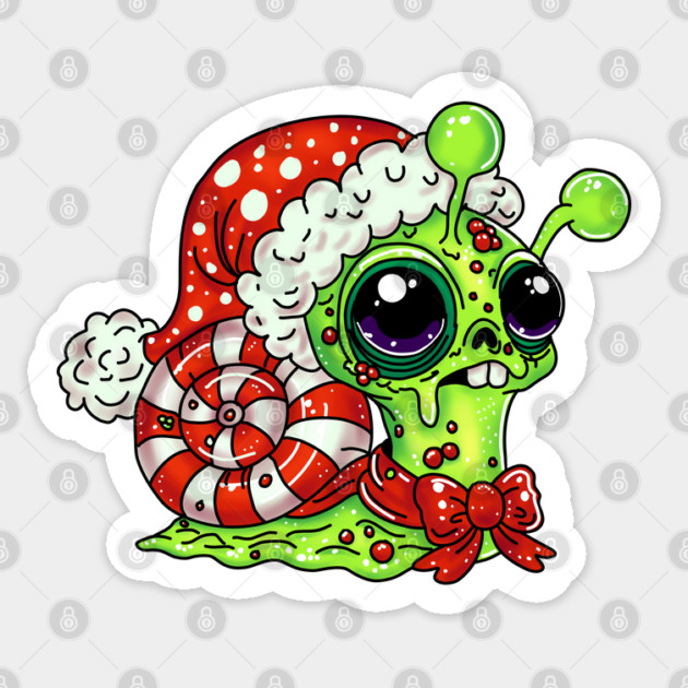 Zombie Christmas Snail Sticker by H. R. Sinclair