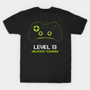 Teenager 13th Birthday design Level 13 Unlocked T-Shirt