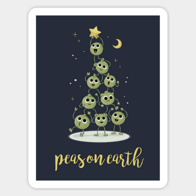 Christmas Tree Peas On Earth Sticker by dumbshirts