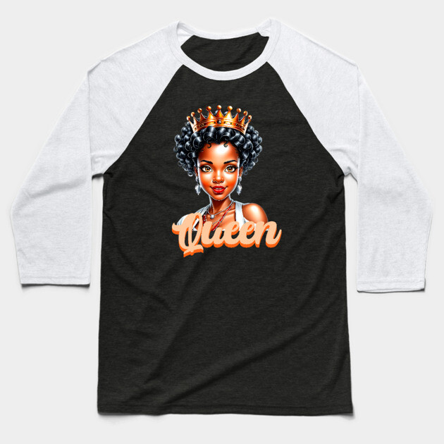 Black Queen Baseball T-Shirt by UrbanLifeApparel