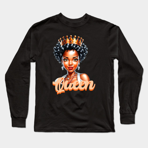 Black Queen Long Sleeve T-Shirt by UrbanLifeApparel