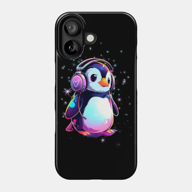Rainbow Penguin DJ Shirt - Vibrant Music Lover Tee Phone Case by Urbanprint