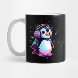 Rainbow Penguin DJ Shirt - Vibrant Music Lover Tee Mug