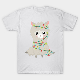 Christmas Llama, Christmas Lights, Alpaca, Xmas T-Shirt