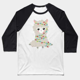 Christmas Llama, Christmas Lights, Alpaca, Xmas Baseball T-Shirt