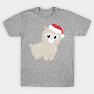 Christmas Llama, Santa Hat, Cute Llama, Alpaca T-Shirt