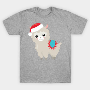 Christmas Llama, Santa Hat, Cute Llama, Alpaca T-Shirt