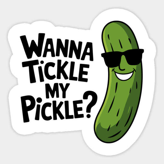 Wanna Tickle My Pickle Playful Food Pun Humor Magnet by Anticorporati