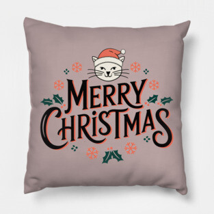 Merry Christmas Cat Pillow