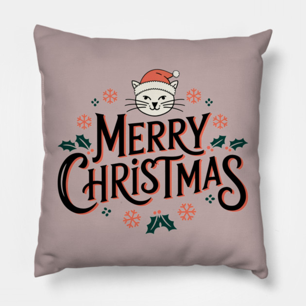 Merry Christmas Cat Pillow by Pete the Cat Guy