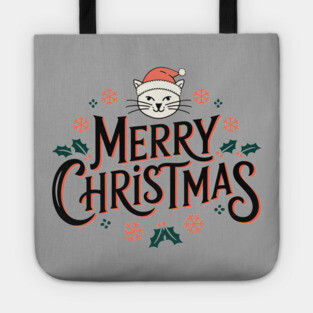 Merry Christmas Cat Tote