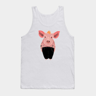 Cool Pig with Tattoo in Trousers Tank Top