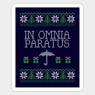 In Omnia Paratus Christmas Sweater Sticker