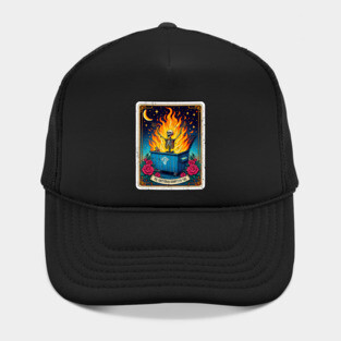Vintage Funny Emotional Dumpster Fire Skeleton Tarot Card Hat