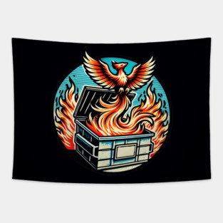 Phoenix Rising from the Dumpster Fire Tapestry