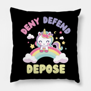Funny Deny Defend Depose Unicorn Pillow