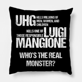 Luigi Mangione (White Text) Pillow