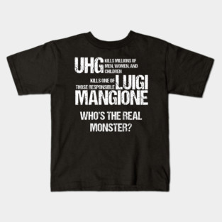 Luigi Mangione (White Text) Kids T-Shirt